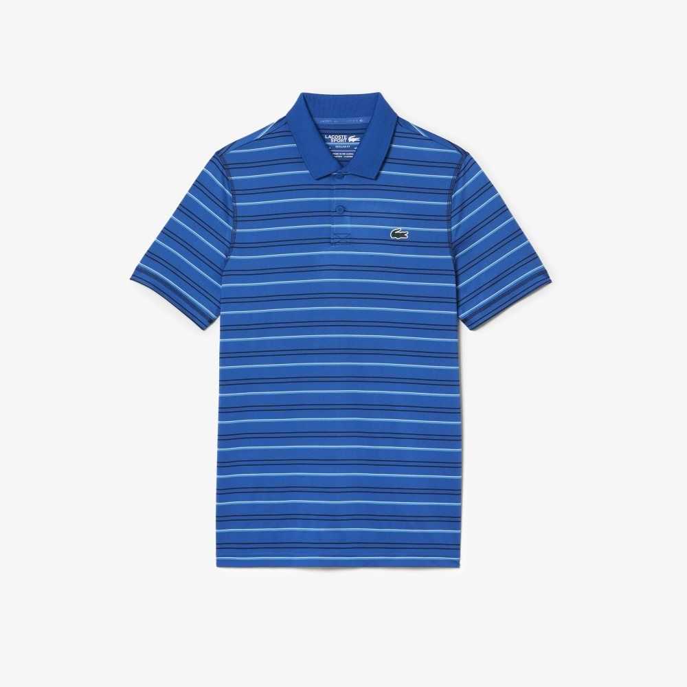 Lacoste Golf Recycled Polyester Stripe Polo Blue / Navy Blue / White / Blue | IXA-189456