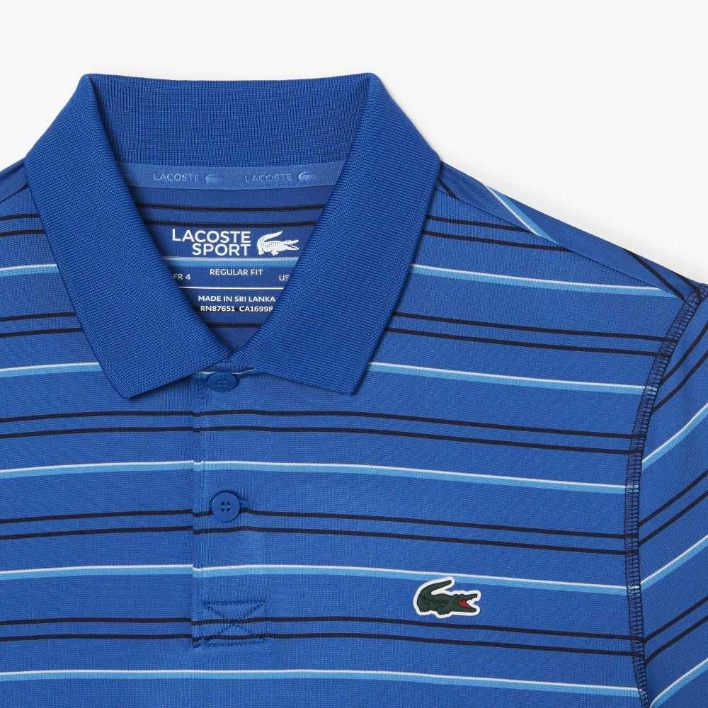 Lacoste Golf Recycled Polyester Stripe Polo Blue / Navy Blue / White / Blue | IXA-189456