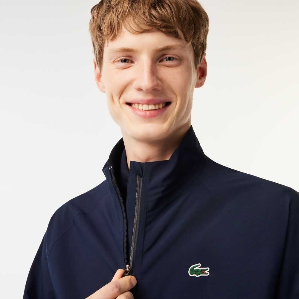 Lacoste Golf Zip-Up Waterproof Windbreaker Navy Blue | CMY-264815