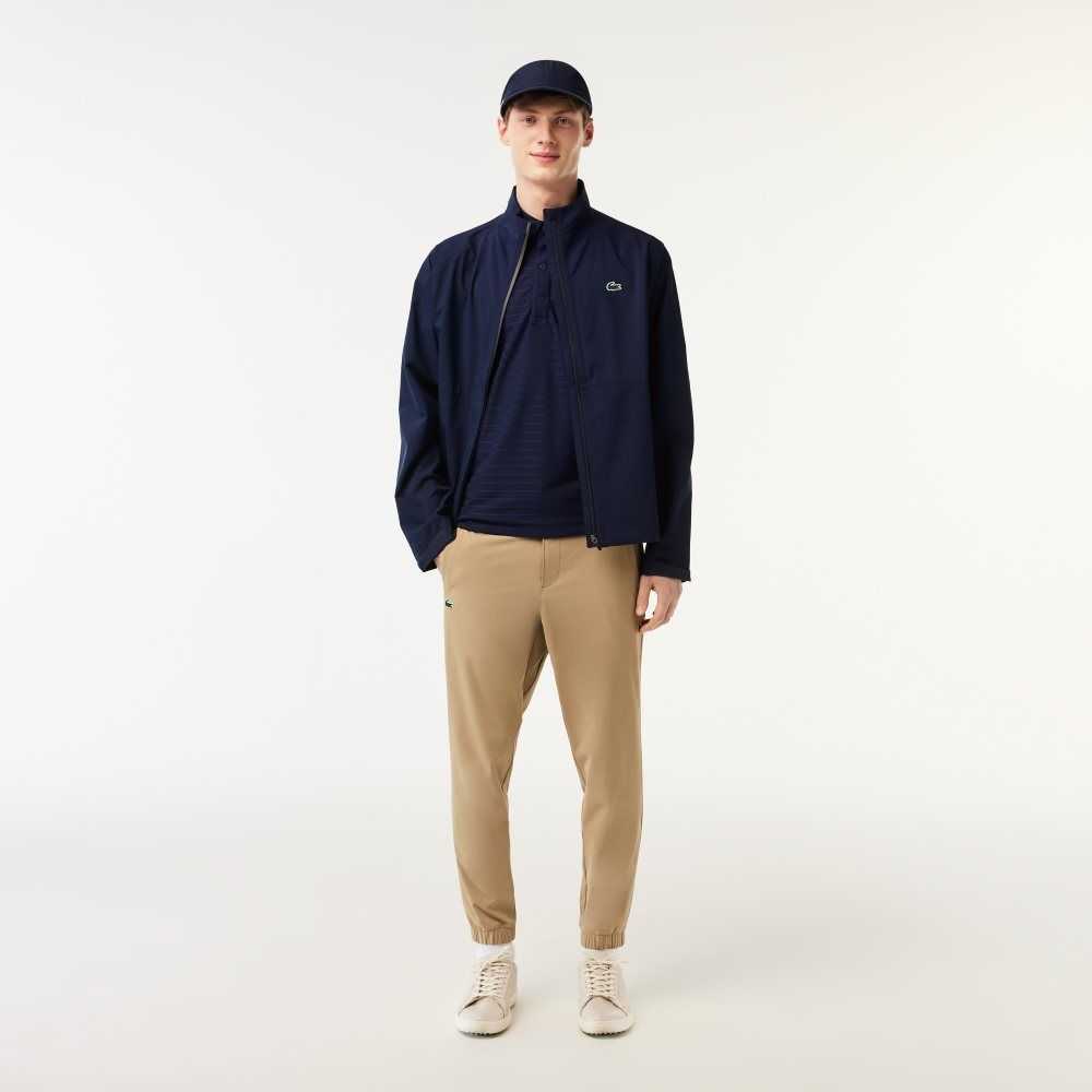 Lacoste Golf Zip-Up Waterproof Windbreaker Navy Blue | CMY-264815