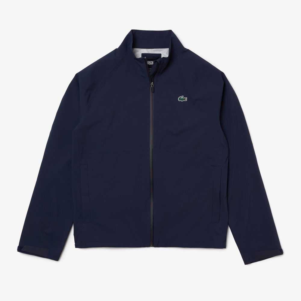 Lacoste Golf Zip-Up Waterproof Windbreaker Navy Blue | CMY-264815