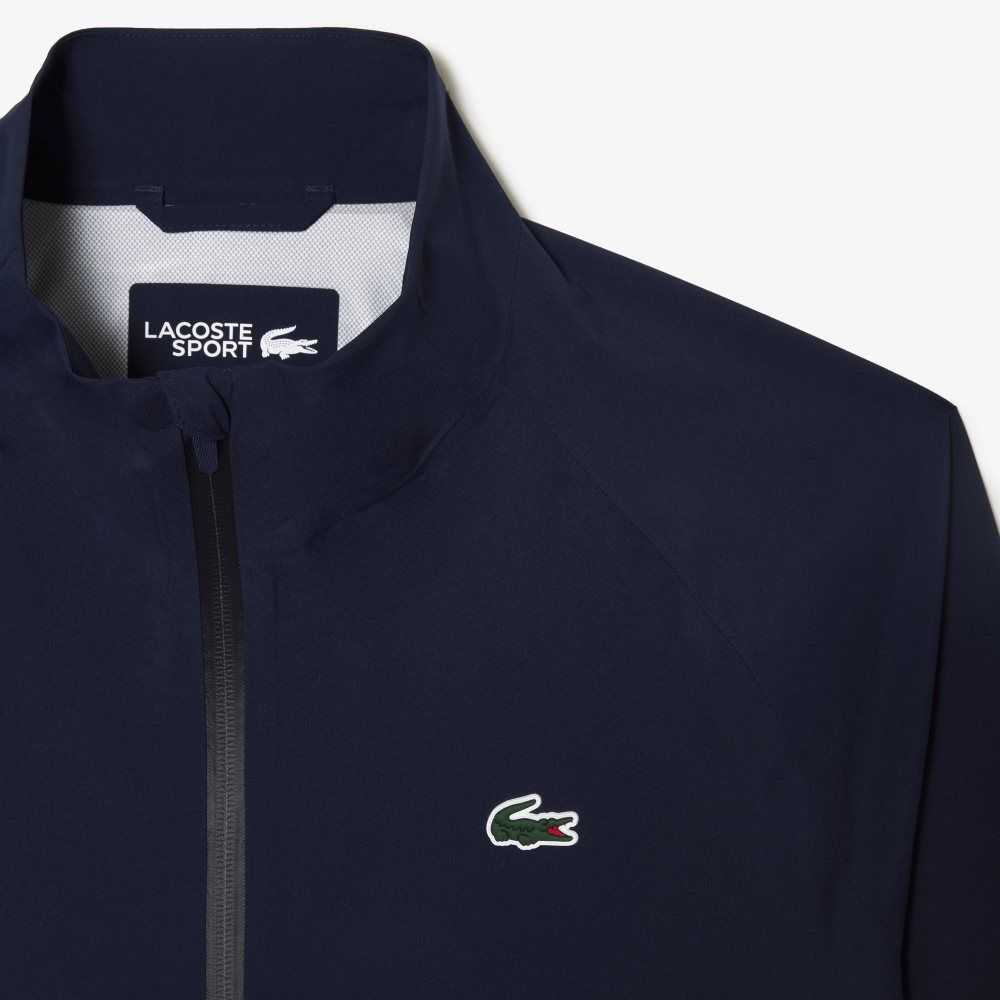 Lacoste Golf Zip-Up Waterproof Windbreaker Navy Blue | CMY-264815