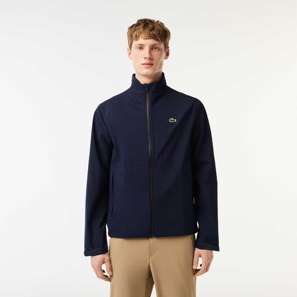 Lacoste Golf Zip-Up Waterproof Windbreaker Navy Blue | CMY-264815