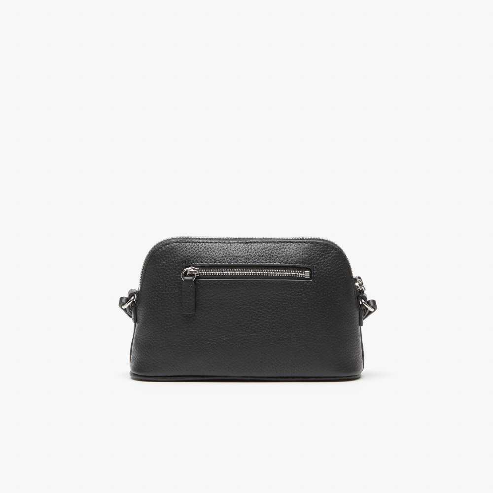 Lacoste Grained Leather Dome Crossover Bag Black | OTE-825613