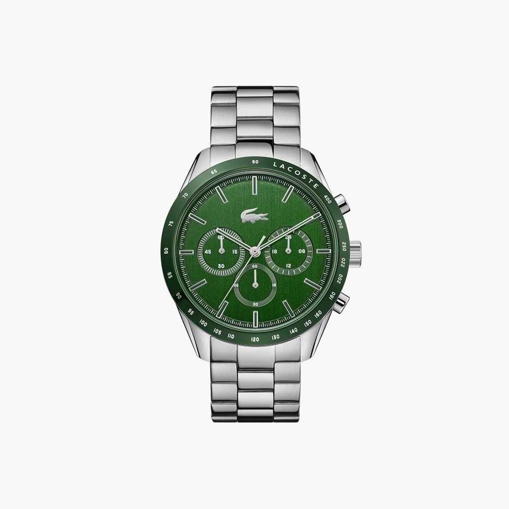 Lacoste Green Stainless Steel Strap Boston Chrono Watch Silver | WEC-596014