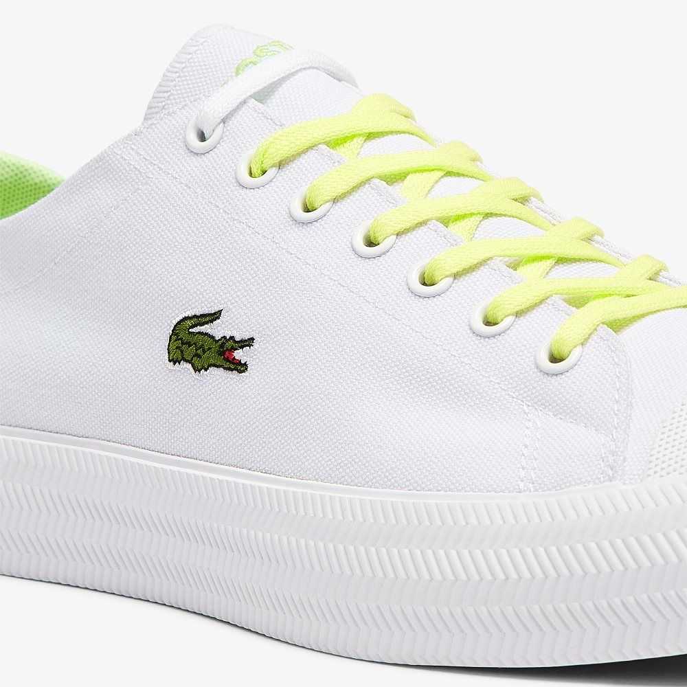 Lacoste Gripshot Canvas and Leather Sneakers Wht/Lt Ylw | JXA-214367