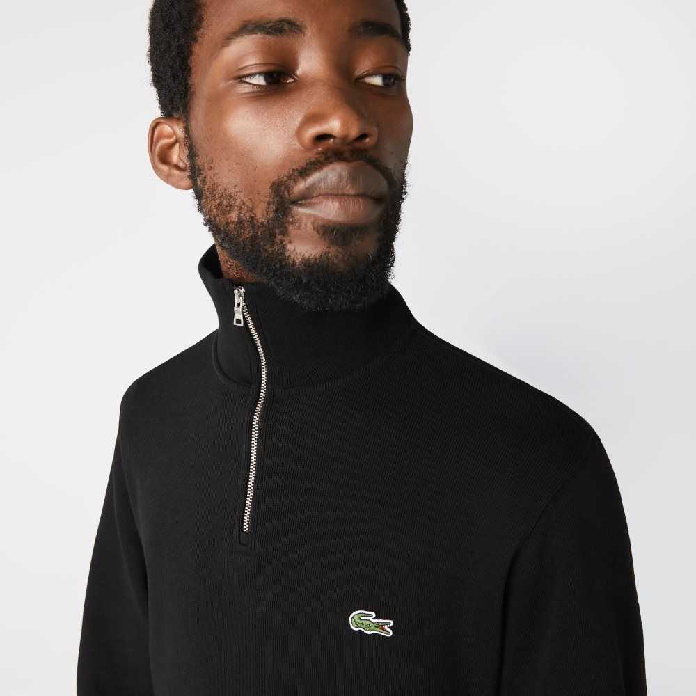 Lacoste Half Zip Cotton Sweatshirt Black | NFB-089231