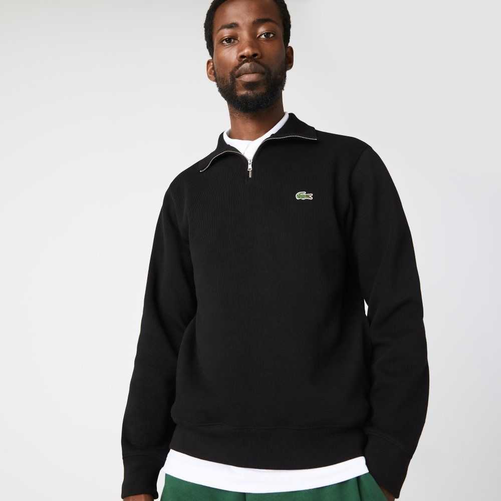 Lacoste Half Zip Cotton Sweatshirt Black | NFB-089231