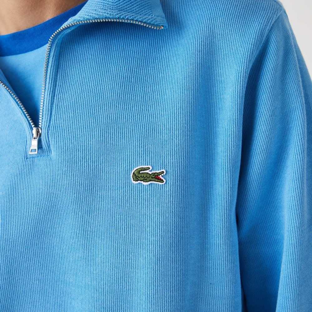 Lacoste Half Zip Cotton Sweatshirt Blue | VNJ-784065