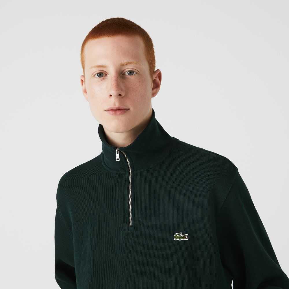 Lacoste Half Zip Cotton Sweatshirt Green | WQZ-423560