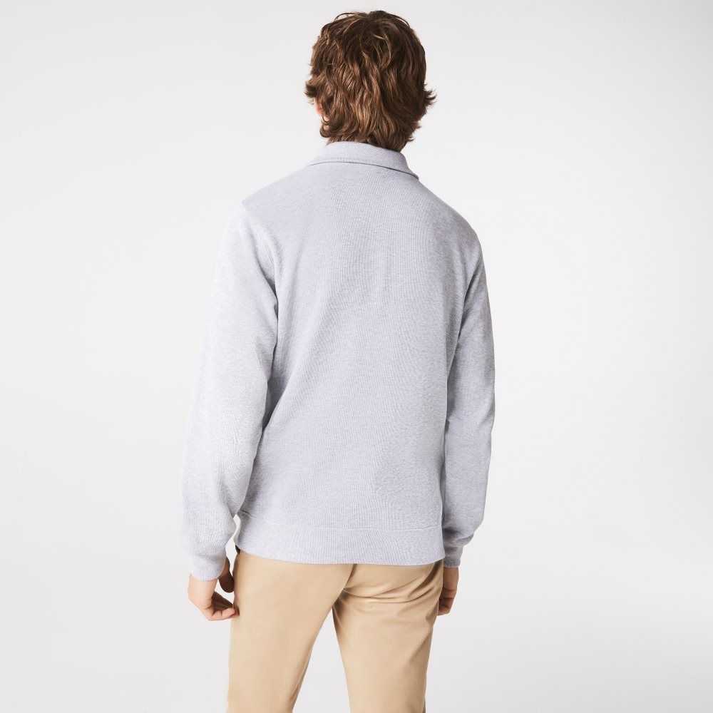 Lacoste Half Zip Cotton Sweatshirt Grey Chine | DLS-415726