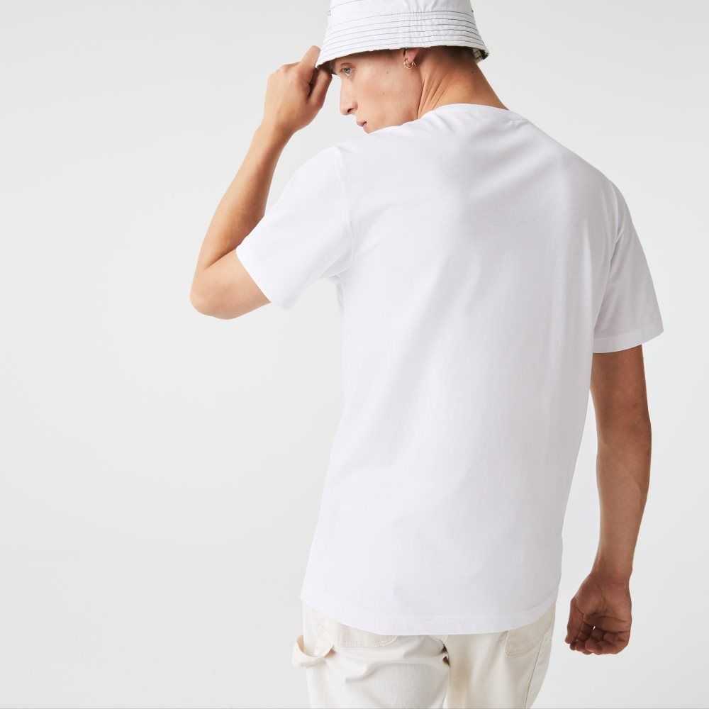 Lacoste Henley Neck Pima Cotton Jersey T-Shirt White | HJO-471205