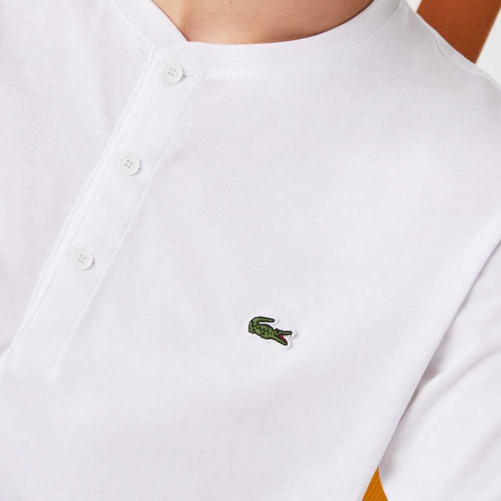 Lacoste Henley Neck Pima Cotton Jersey T-Shirt White | HJO-471205