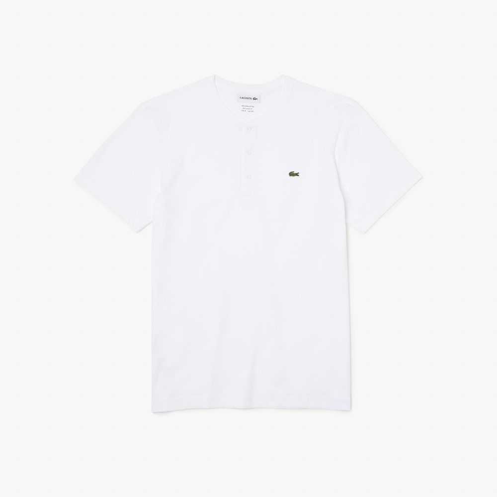 Lacoste Henley Neck Pima Cotton Jersey T-Shirt White | HJO-471205