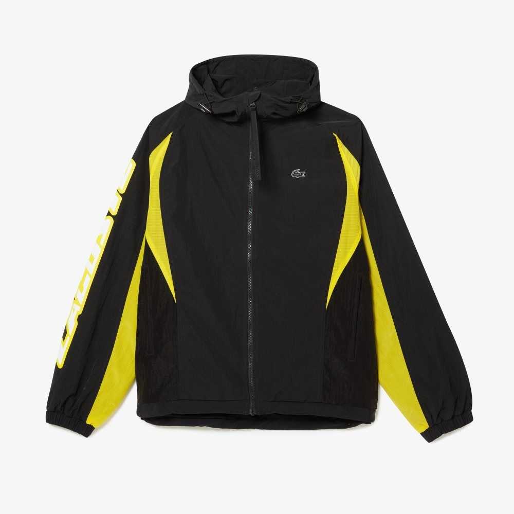 Lacoste Heritage Color-Block Nylon Jacket Black / Yellow | QBZ-876432