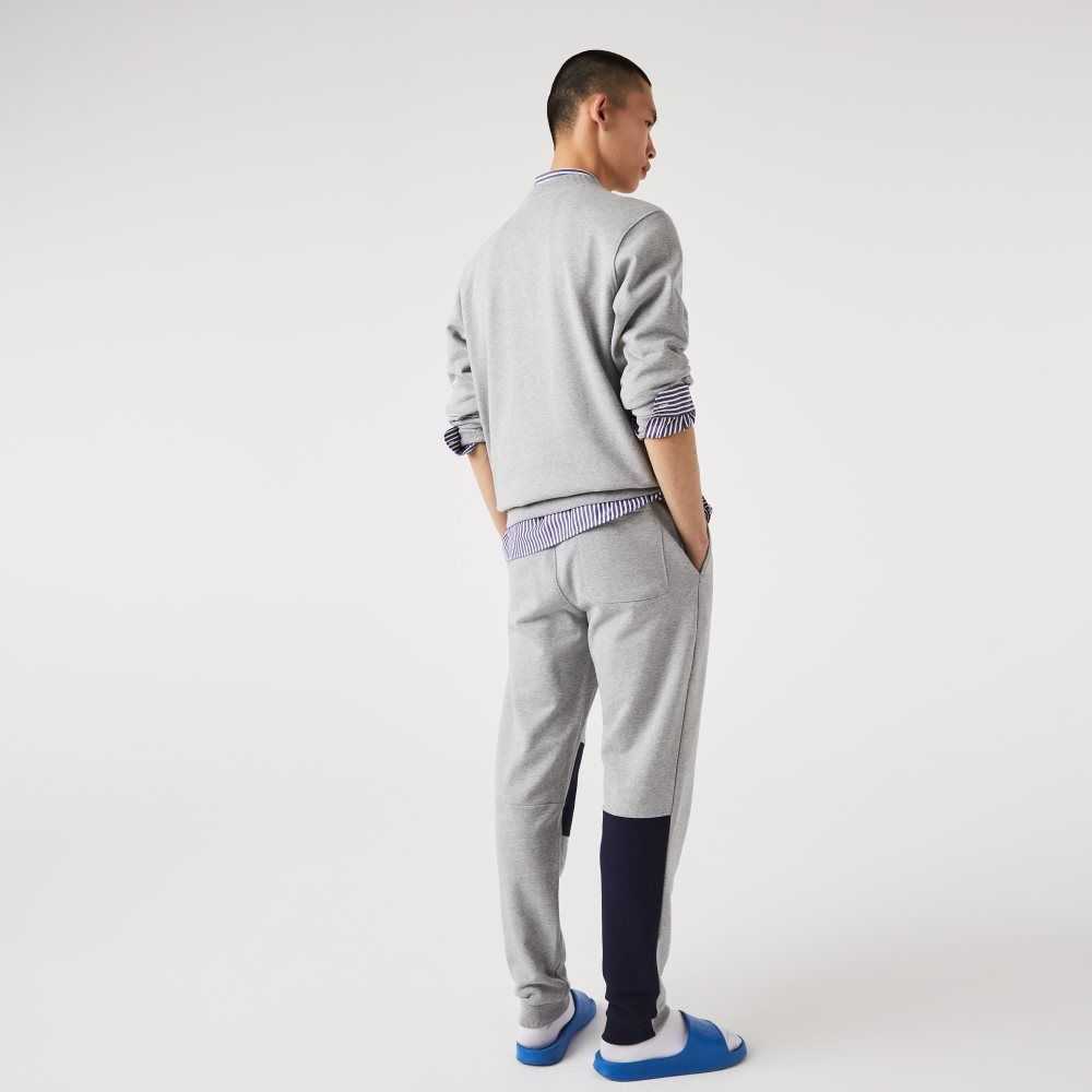 Lacoste Heritage Destructured Branding Cotton Fleece Jogging Pants Grey Chine | ODM-671938