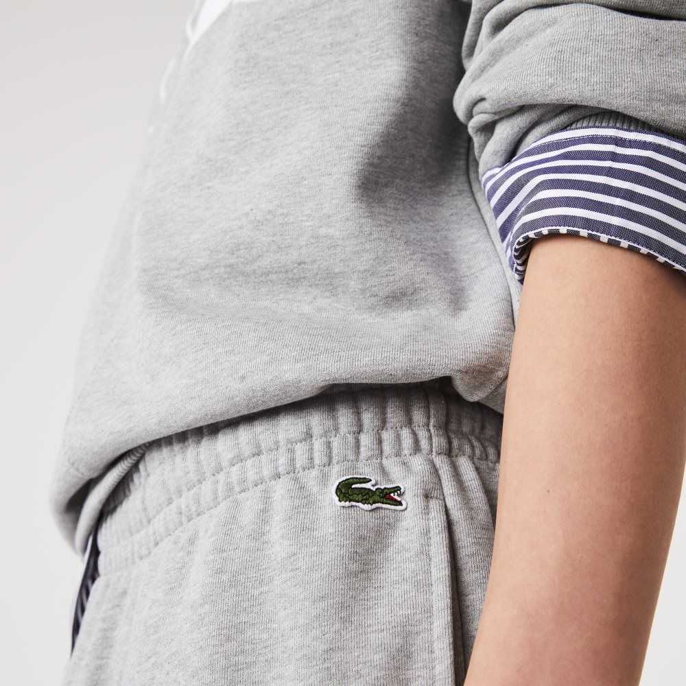 Lacoste Heritage Destructured Branding Cotton Fleece Jogging Pants Grey Chine | ODM-671938