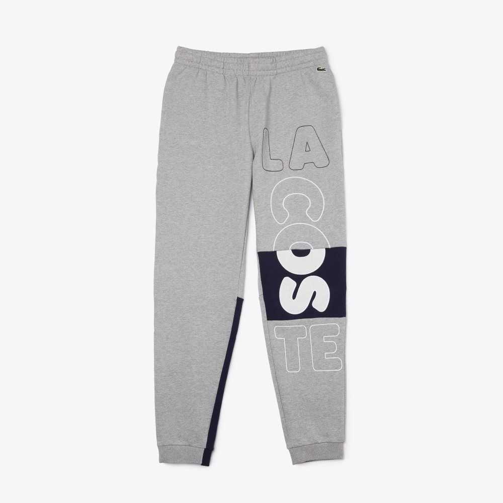 Lacoste Heritage Destructured Branding Cotton Fleece Jogging Pants Grey Chine | ODM-671938