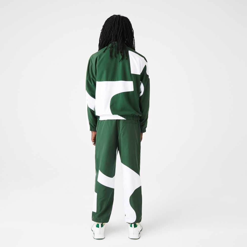 Lacoste Heritage Graphic Track Pants Green / White | TCW-753860