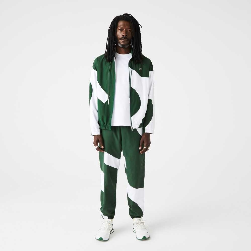 Lacoste Heritage Graphic Track Pants Green / White | TCW-753860