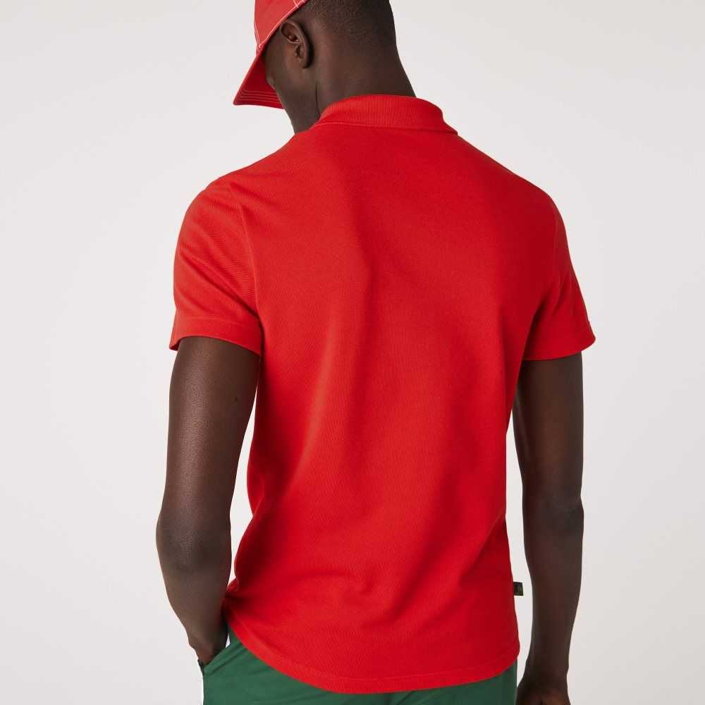 Lacoste Heritage Regular Fit Badge Cotton Pique Polo Red | ZTD-642813