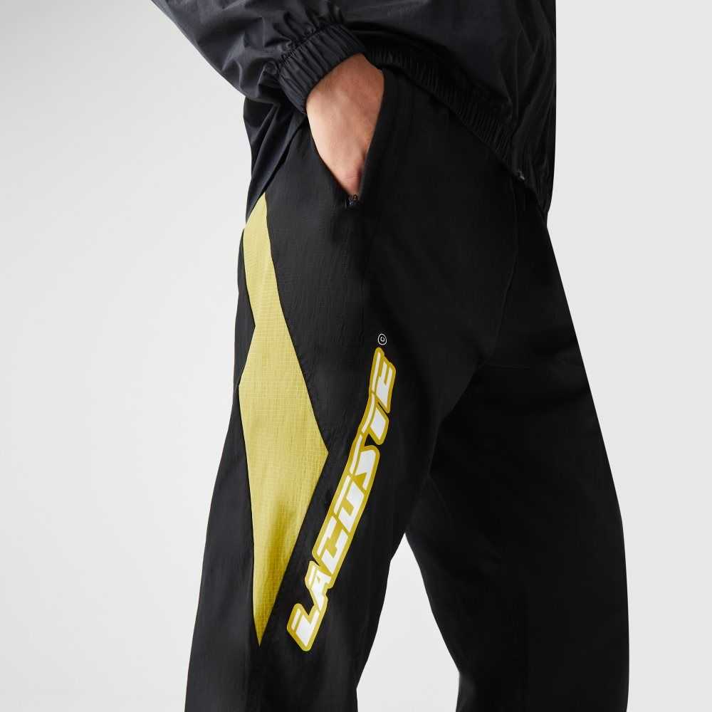 Lacoste Heritage Regular Fit Color-Block Trackpants Black / Yellow | BDC-415783