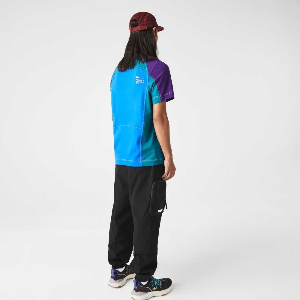 Lacoste Heritage Regular Fit Color-Block Stretch Pique T-Shirt Blue / Green / Purple | JXI-239810