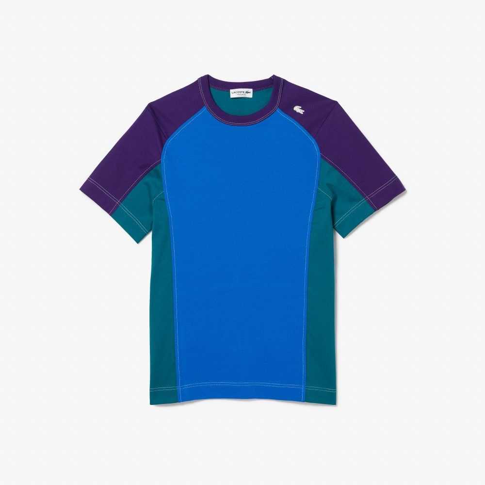 Lacoste Heritage Regular Fit Color-Block Stretch Pique T-Shirt Blue / Green / Purple | JXI-239810