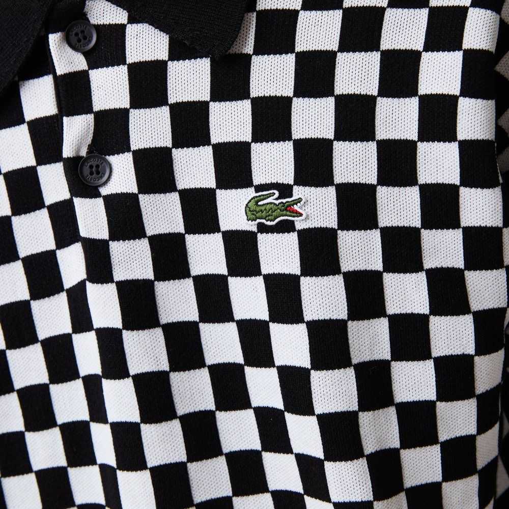 Lacoste Heritage Relaxed Fit Checkerboard Sweater Black / White | HBJ-107462