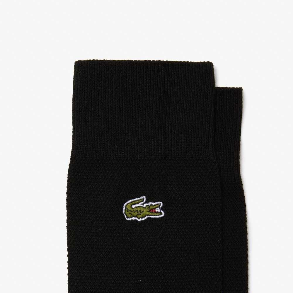 Lacoste High-Cut Cotton Pique Socks 3-Pack Black | DKV-052461