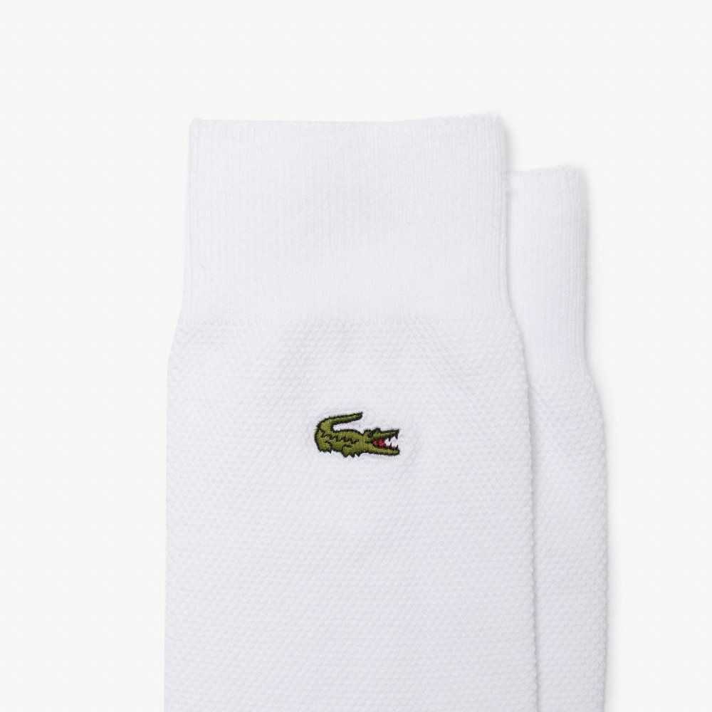 Lacoste High-Cut Cotton Pique Socks 3-Pack White | DTB-460827