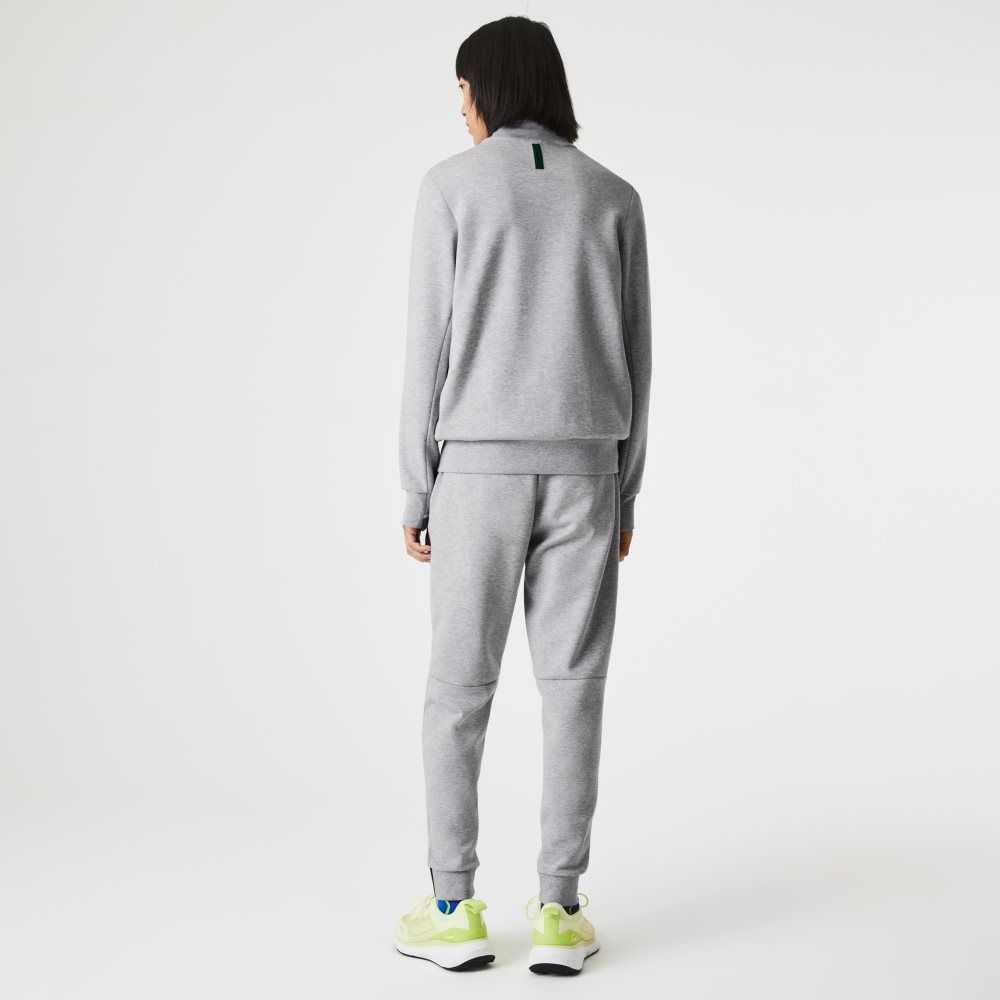 Lacoste High-Neck Cotton Blend Zip Sweatshirt Grey Chine | DWP-015934