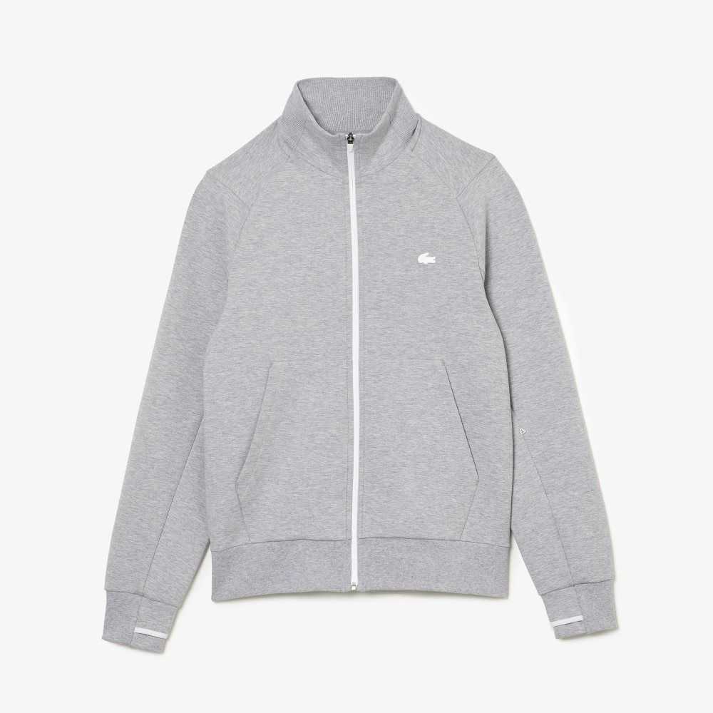 Lacoste High-Neck Cotton Blend Zip Sweatshirt Grey Chine | DWP-015934