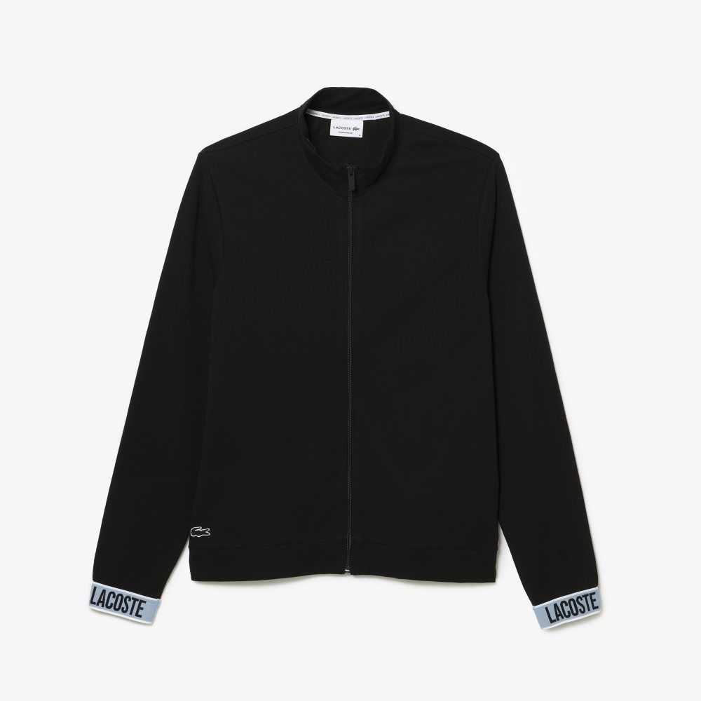 Lacoste High-Neck Organic Cotton Zip Sweatshirt Black | SAW-837462