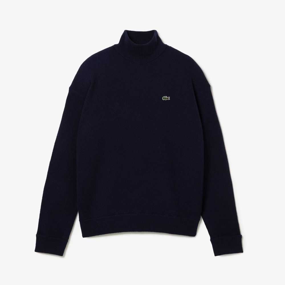 Lacoste High-Neck Wool Sweater Navy Blue | RHW-698571