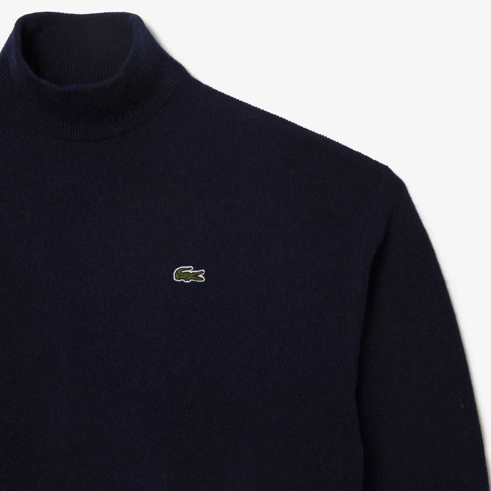 Lacoste High-Neck Wool Sweater Navy Blue | RHW-698571