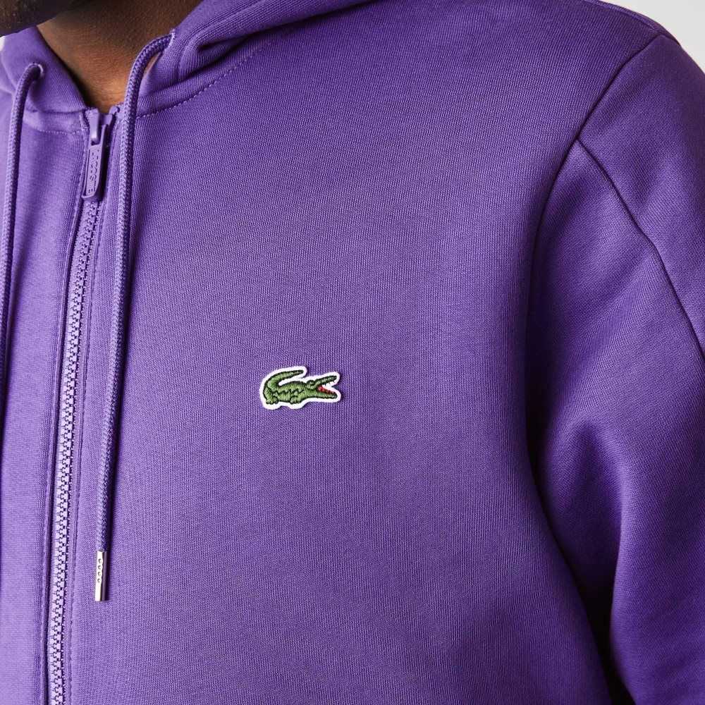 Lacoste Hooded Colorblock Fleece Zip Sweatshirt Purple / Yellow / Green | DAQ-479561