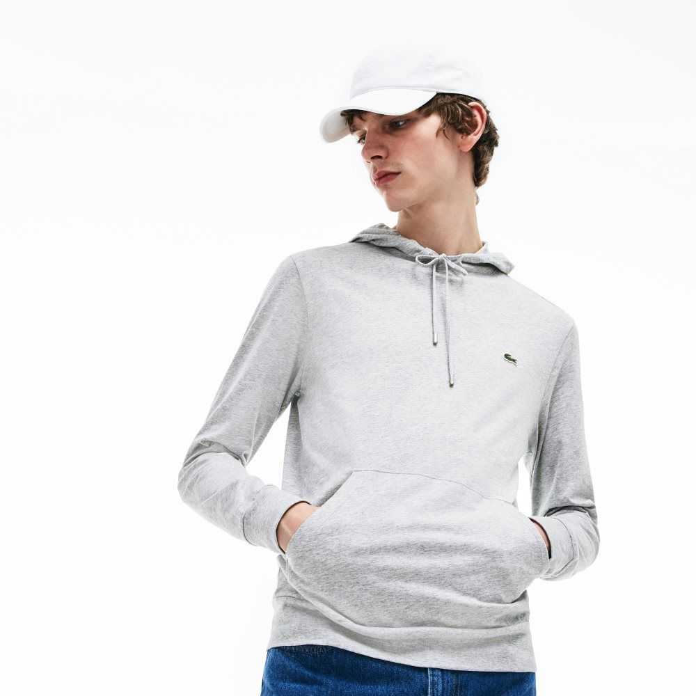 Lacoste Hooded Cotton Jersey Sweatshirt Grey Chine | BCQ-541960