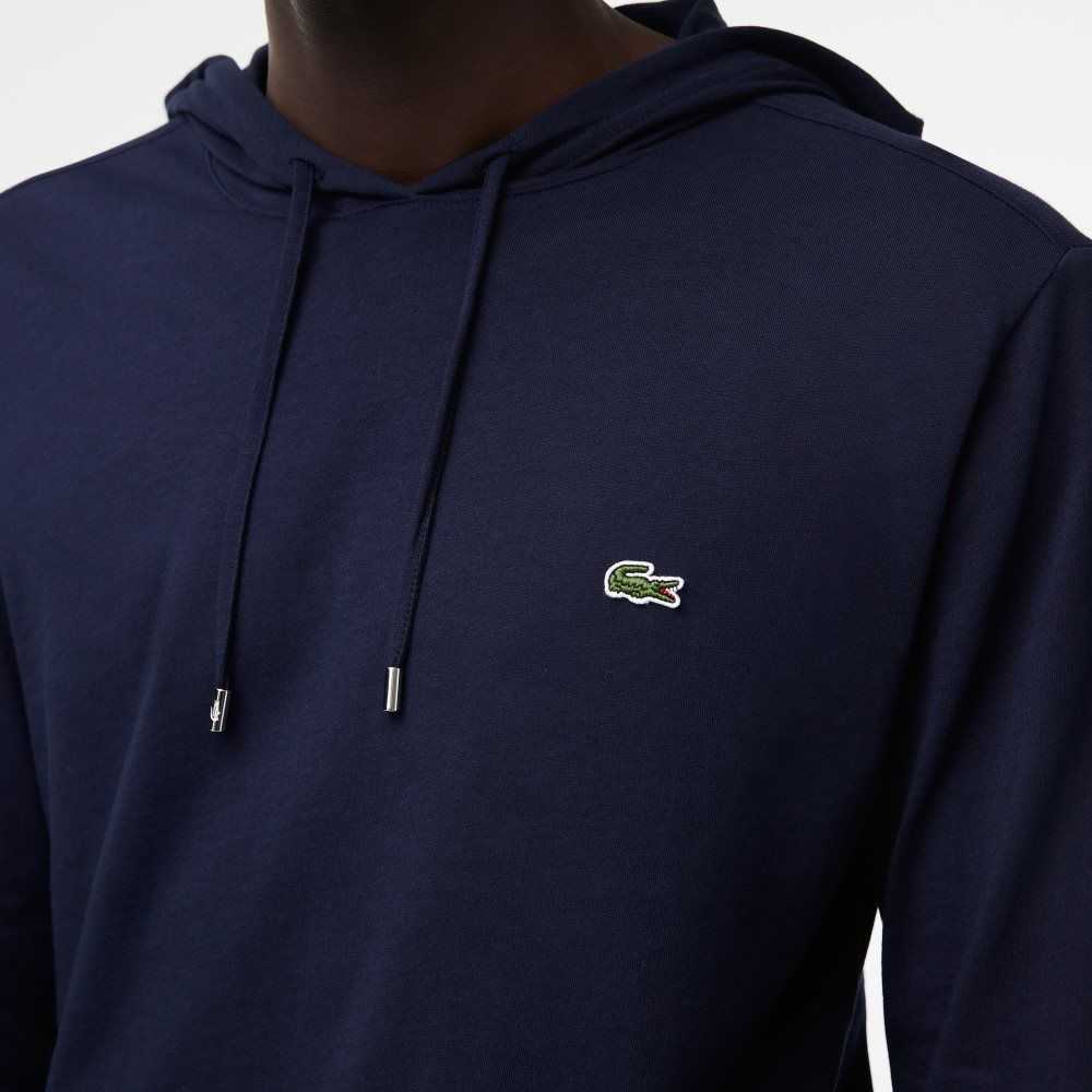 Lacoste Hooded Cotton Jersey Sweatshirt Navy Blue | CQS-452130