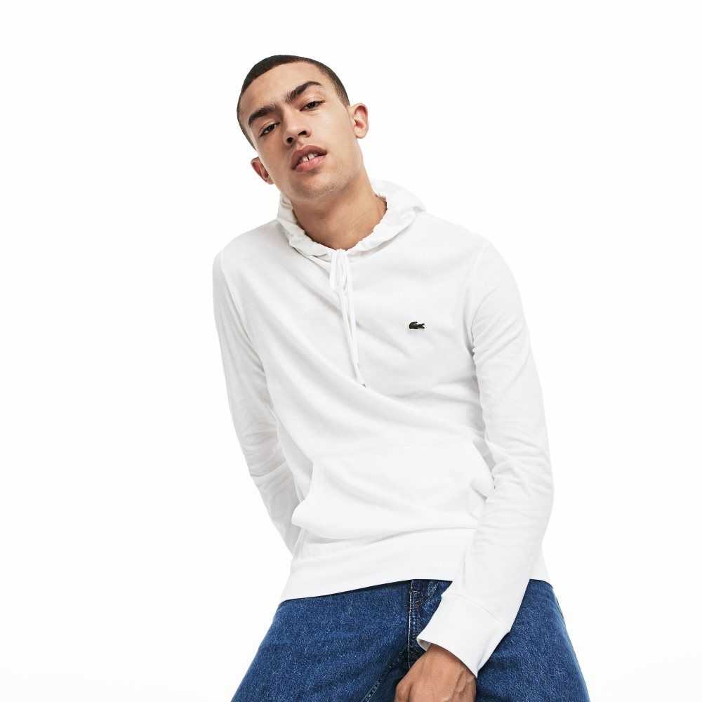 Lacoste Hooded Cotton Jersey Sweatshirt White | KJC-945078