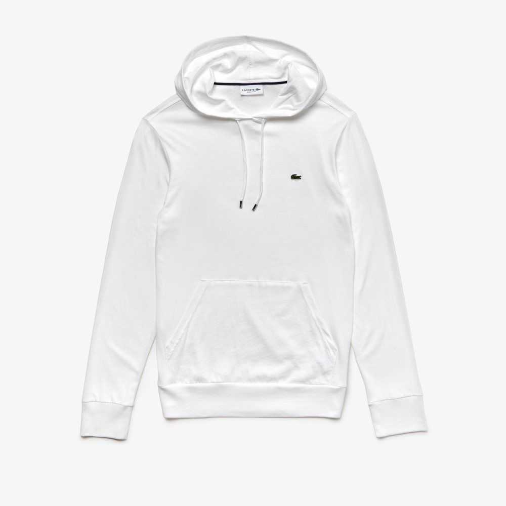 Lacoste Hooded Cotton Jersey Sweatshirt White | KJC-945078