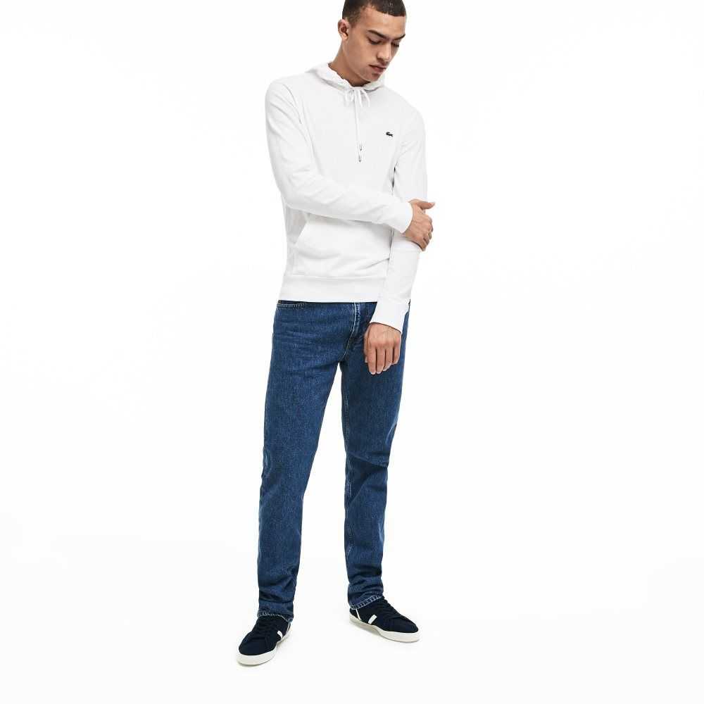 Lacoste Hooded Cotton Jersey Sweatshirt White | KJC-945078