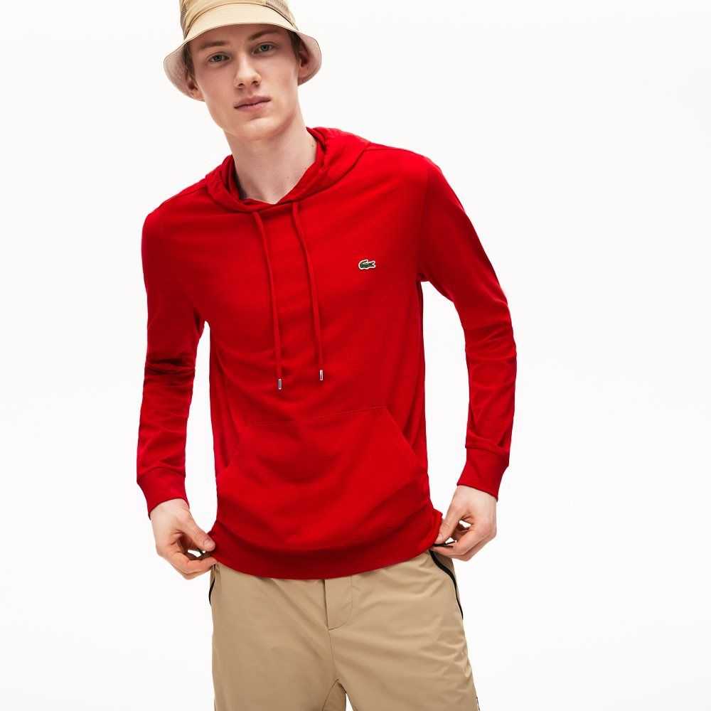 Lacoste Hooded Cotton Jersey Sweatshirt Red | LAZ-287340