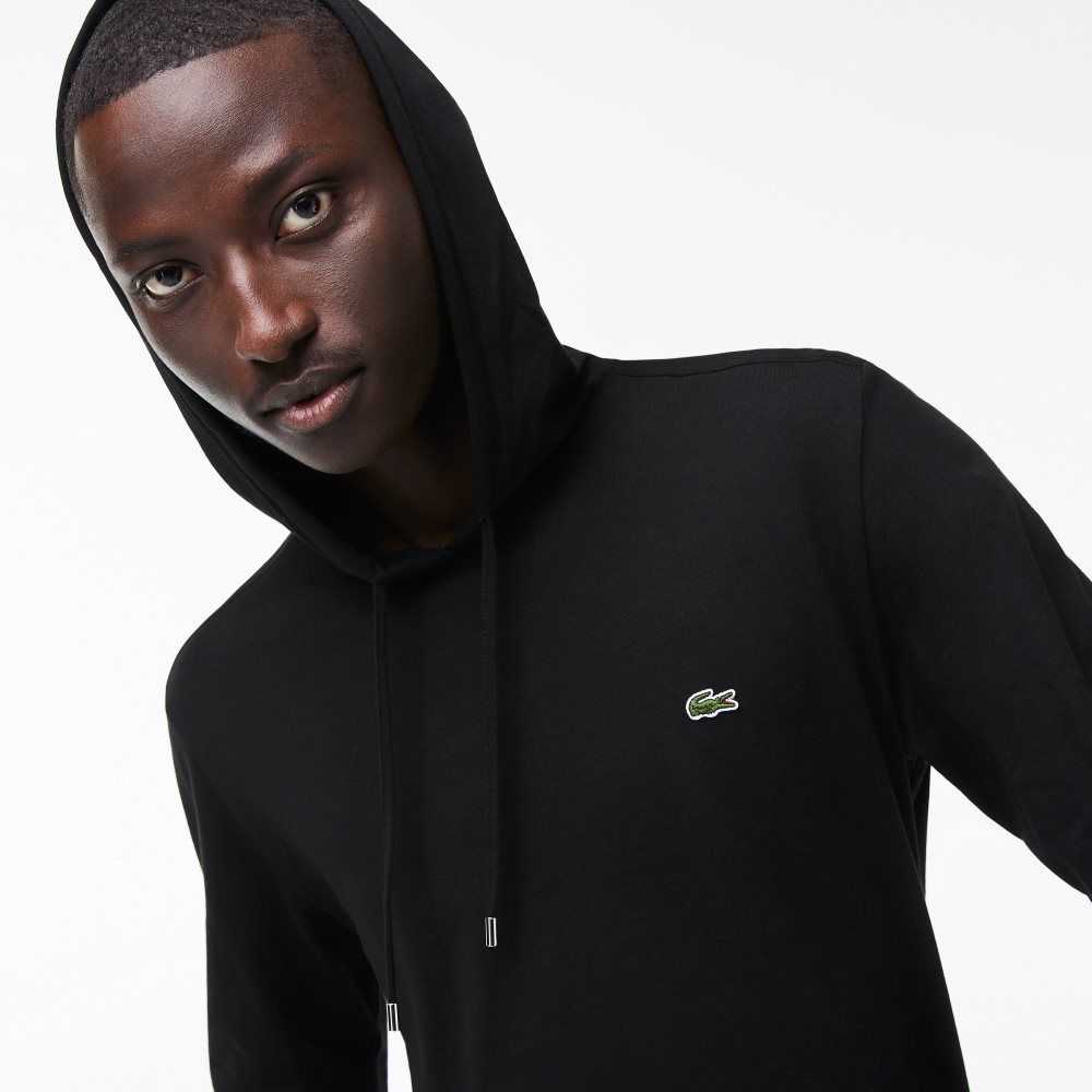 Lacoste Hooded Cotton Jersey Sweatshirt Black | VLZ-947563