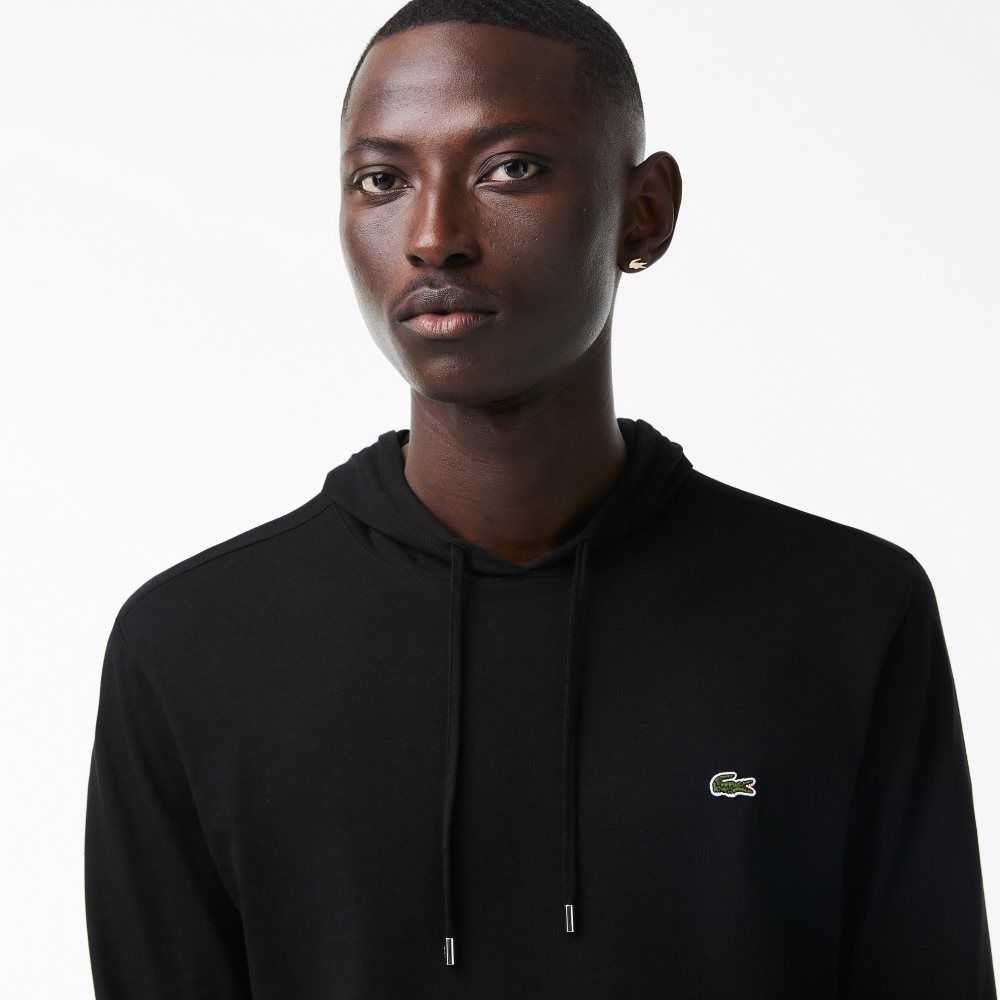 Lacoste Hooded Cotton Jersey Sweatshirt Black | VLZ-947563