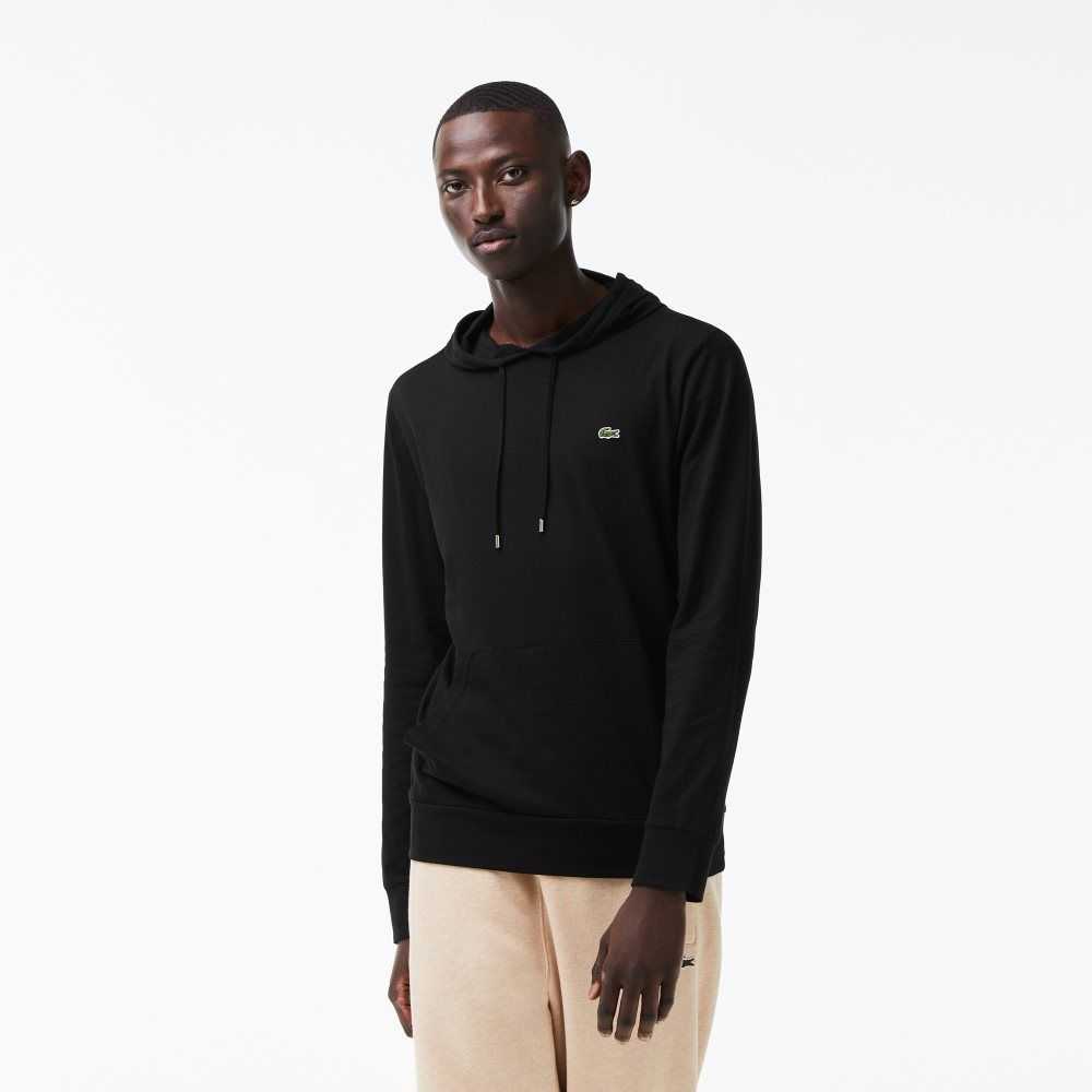 Lacoste Hooded Cotton Jersey Sweatshirt Black | VLZ-947563