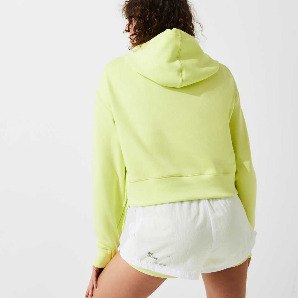 Lacoste Hooded Cropped Stretch Cotton Blend Sweatshirt Flashy Yellow | RTZ-879564