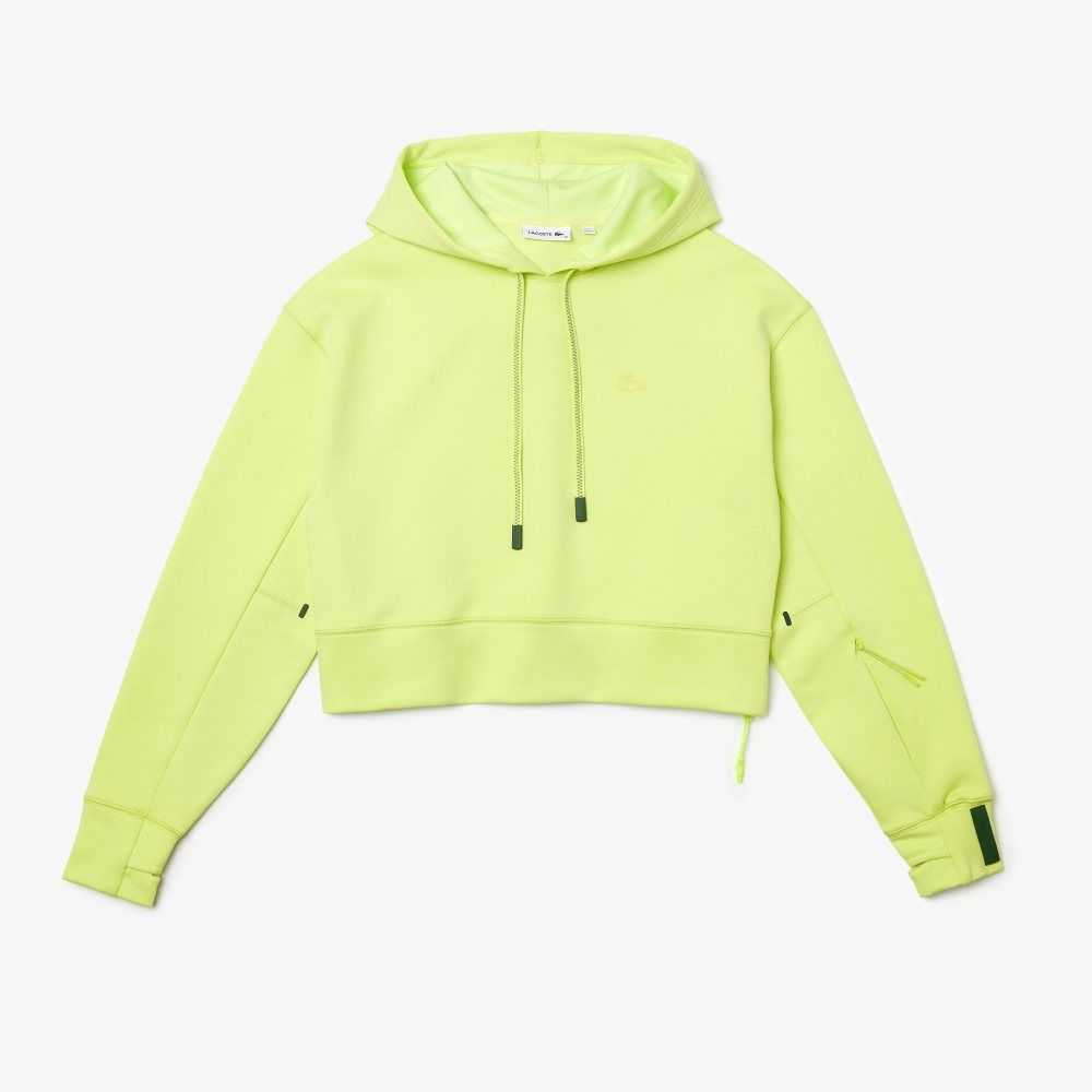 Lacoste Hooded Cropped Stretch Cotton Blend Sweatshirt Flashy Yellow | RTZ-879564