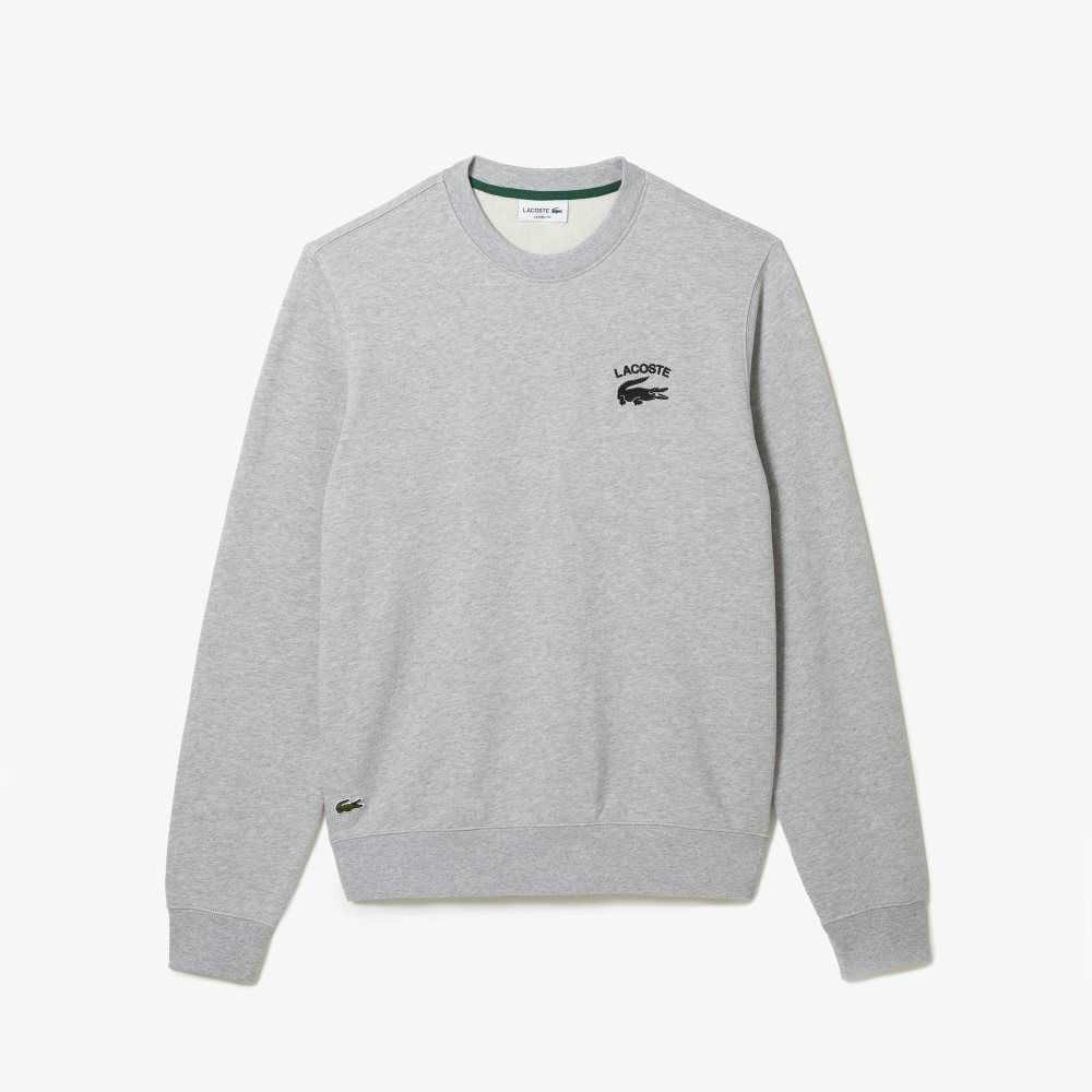 Lacoste Inscription Crew Neck Sweatshirt Grey Chine | YGN-876094