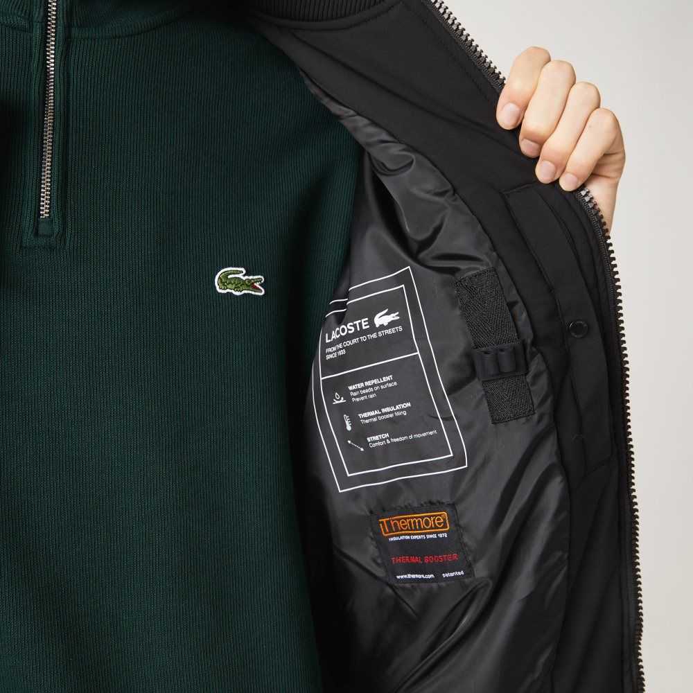 Lacoste Insulated Padded Bomber Jacket Black | PGB-478293